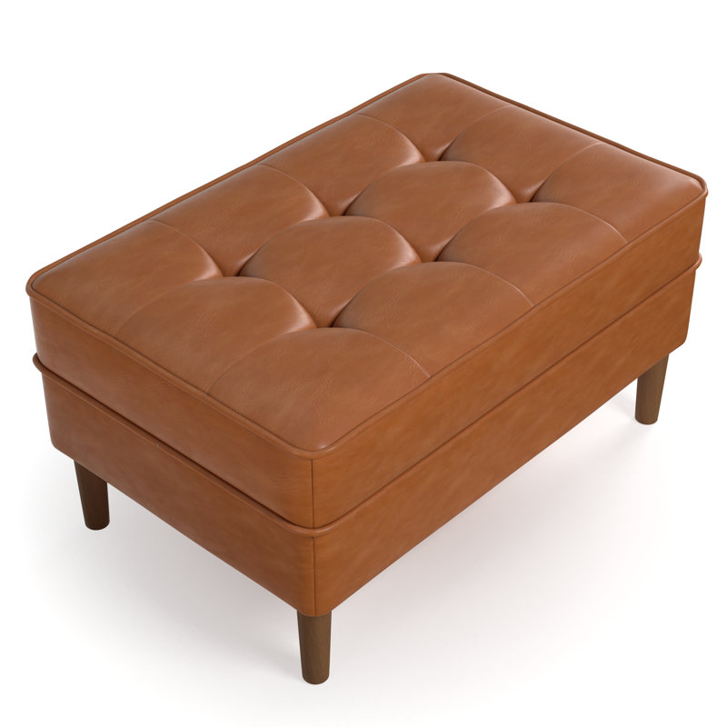 AllModern Dewitt 31.5" Genuine Leather Tufted Rectangle Cocktail Ottoman Wayfair